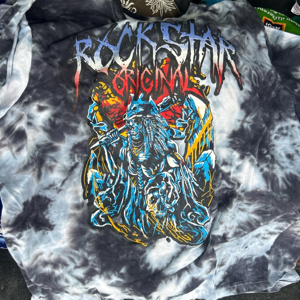 Tie-Dye short  Sleeve Shirt - Black and Gray